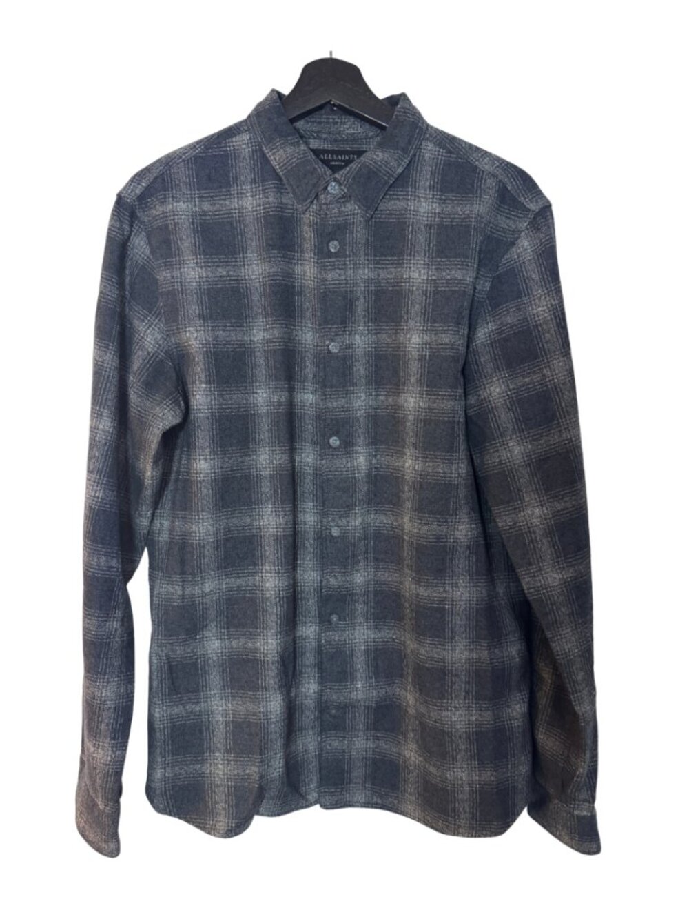 All Saints | button down long sleeve shirt |gray & blue | M